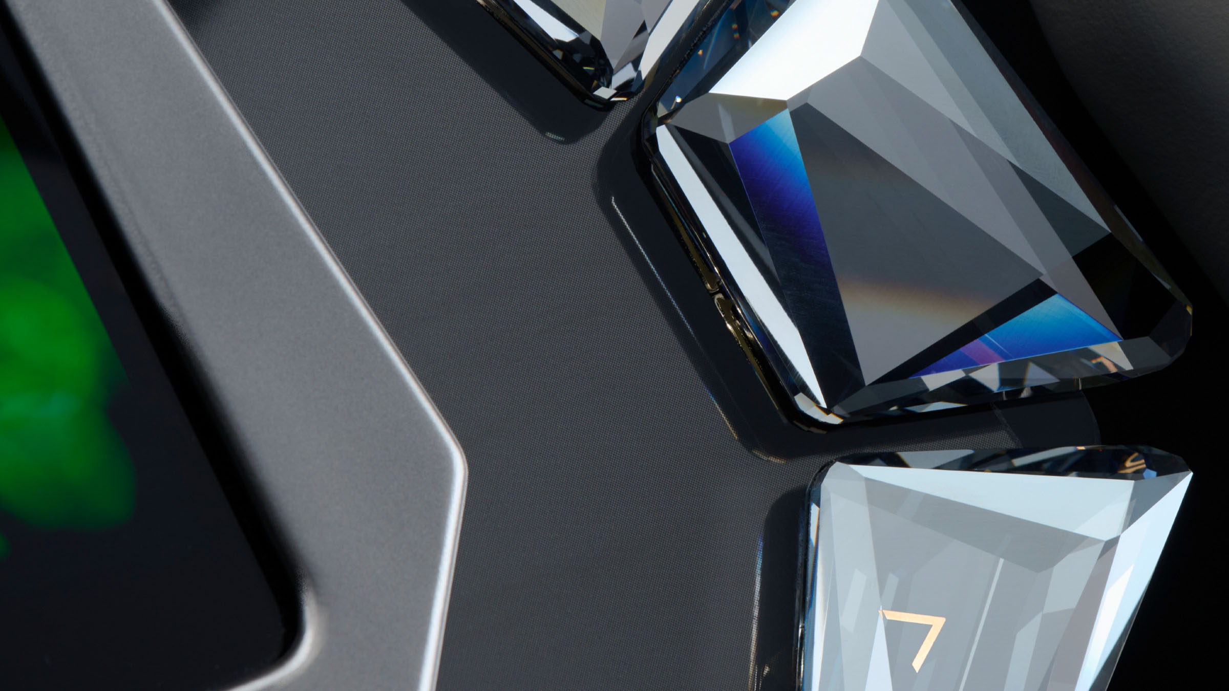 Auto Interieur Lenkrad Detailbild kristalline Strukturen